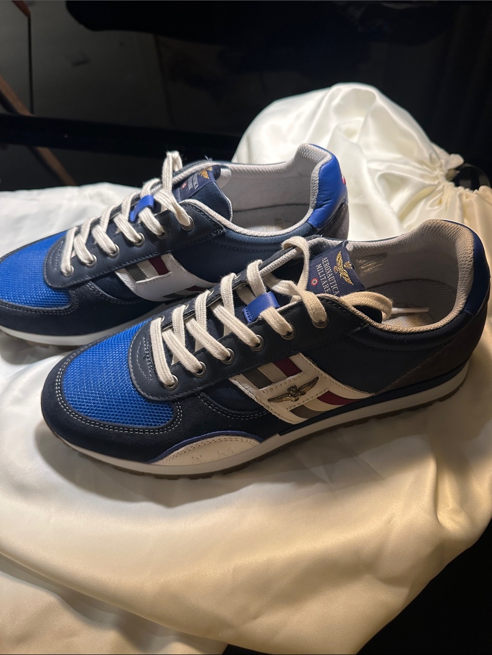 Aeronautica Militare Blue and White Men's Sneakers